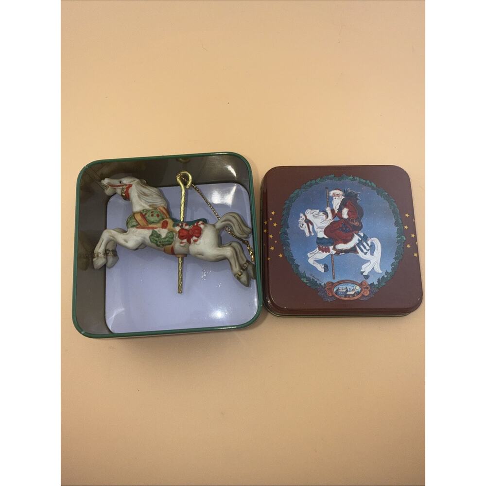 Vintage 1987 Willits Porcelain Carousel Horse Christmas Ornament #5304 in Box